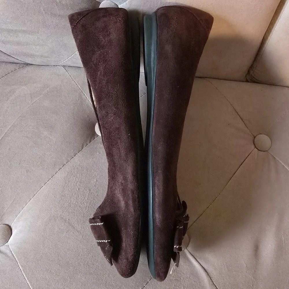 Clarks Shoes Womens 9.5‎ M Maroon Leather Bendables Flats Slip On Ribbon.